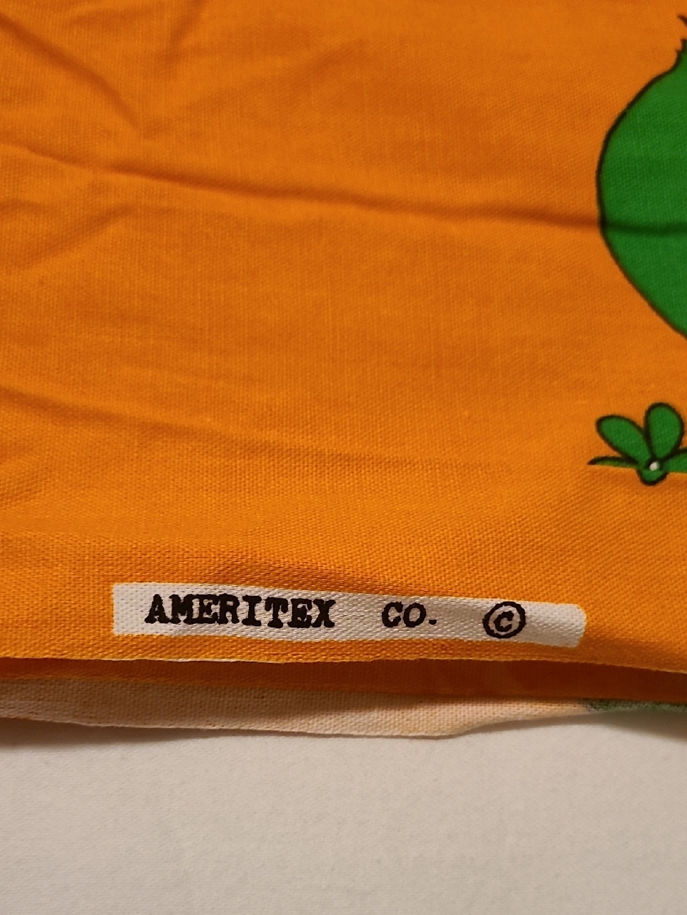 Vintage Turtle Fabric Cotton, Orange Green Thick Ameritex Co. - Picture 3 of 10